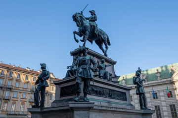 Fototapeta premium Monument to Carlo Alberto in Piazza Carlo Alberto - Turin, Italy