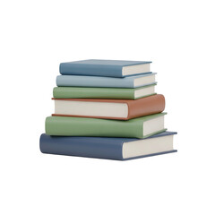 A stack of six colorful books with varying heights, on a solid black background