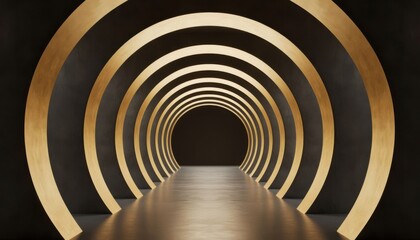 Obraz premium Illuminated Ring Tunnel Interior