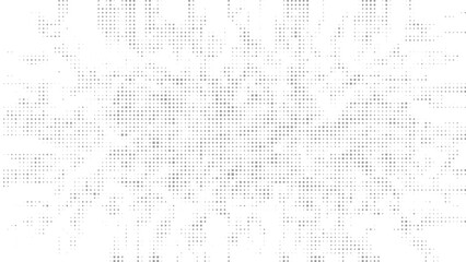 Light gray abstract halftone square mosaic pattern on white background, soft geometric pixel texture design for minimal corporate banners and presentation layouts