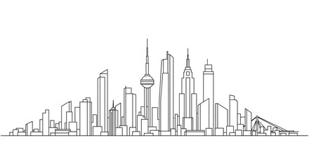 Fototapeta premium A minimalist line art illustration of a modern city skyline