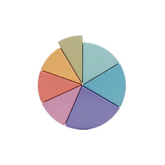 Fototapeta premium A seven-part pie chart with varied colors against a black background