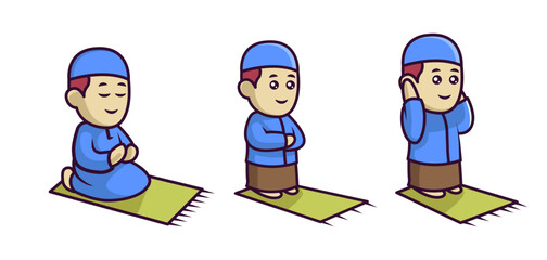 Set of Cute Moslem Kids Mascot Designs.