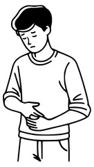 Man stomach pain symptom illustration black