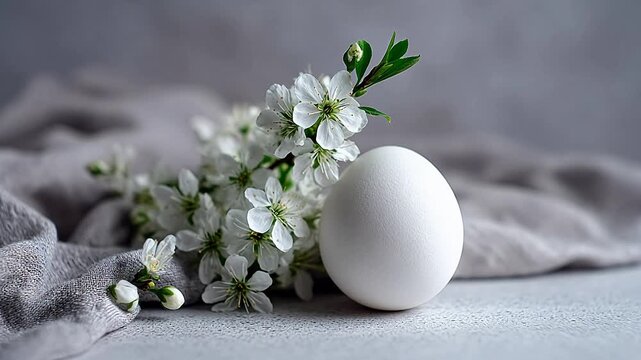 White egg with blooming flowers
