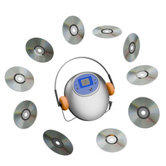 retro music player with flying CDs © voxelbloom