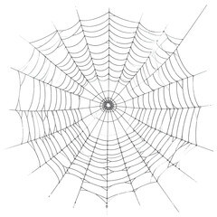 Obraz premium Detailed, round spiderweb with intricate patterns on a stark black background