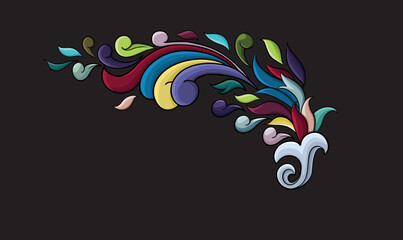 Obraz premium Elegant Colorful Floral Swirls on Dark Background