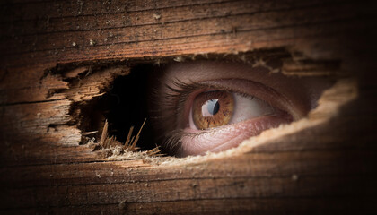 eye looking through a peep hole
