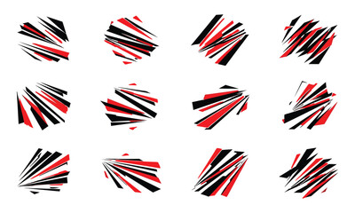 Obraz premium Vibrant abstract composition featuring a silhouette of dynamic red black and white brushstrokes on a white background