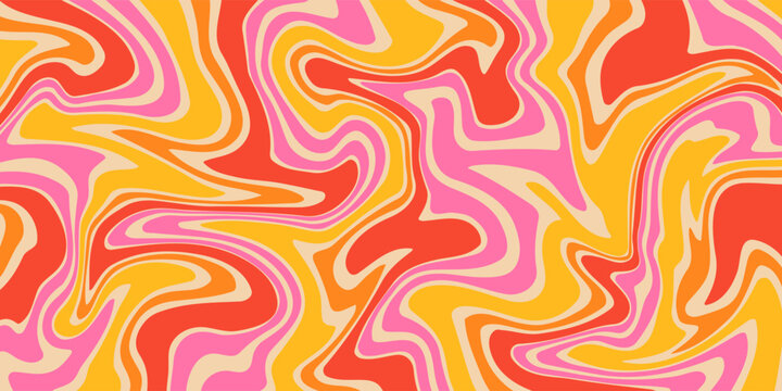 Cool Y2k Abstract Colorful Wavy Texture Vector Design Art. Groovy Psychedelic Rainbow Pattern. Trippy Pop Art illustration.