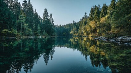 Scenic Alpine Lake and Forest Reflection