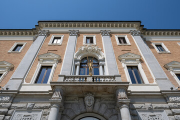 Obraz premium Royal Palace of Turin equestrian statue and dome - Turin, Italy