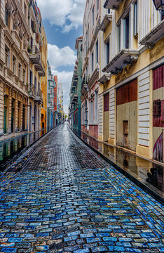 Rain-Slicked Street in Old San Juan