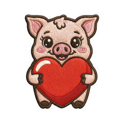 cute pig love batch embroidery design