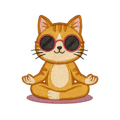 meditation cat batch embroidery design