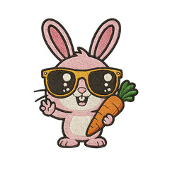 rabbit eats carrots batch embroidery design