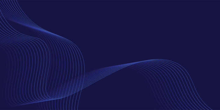Vector abstract blue background with dynamic blue waves, lines and particles.