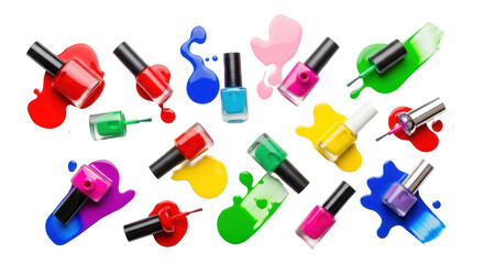 Obraz premium Assorted nail polish bottles and spills