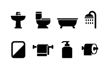 Home bathroom essentials: sink, toilet, bathtub, showerhead, mirror, towel rack, soap dispenser, toilet paper holder.