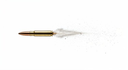 Obraz premium Bullet in Flight: A single, precisely detailed bullet streaks through the air, leaving a delicate trail, capturing a moment of intense velocity and powerful impact.