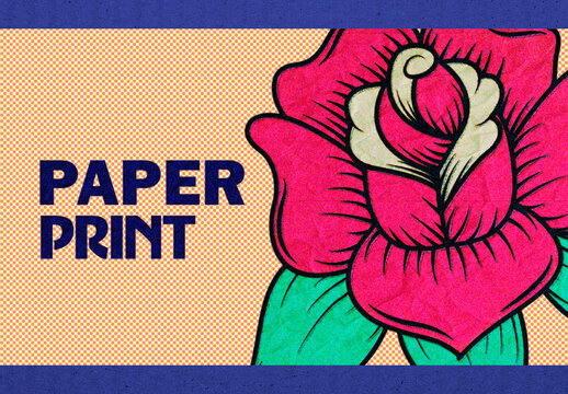 Paper Retro Printer Image Effect Mockup