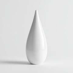 Obraz premium Pristine White Droplet Sculpture, Smooth Reflective Surface, Minimalist Aesthetic.