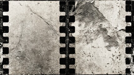 Grunge Textured Film Strip Overlay With Dust And Scratches On Aged White Paper Background In Vintage Style