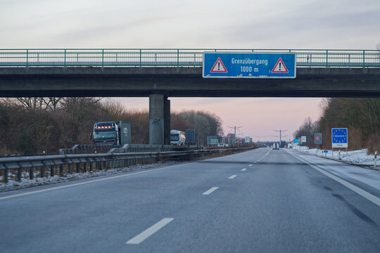 Border Crossing 1000 m Sign Near Padborg Denmark Germany Border