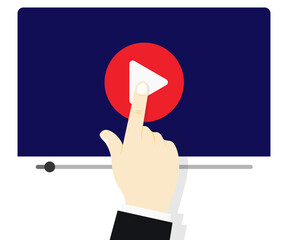 Interface screen video, education concept media online course learning illustr