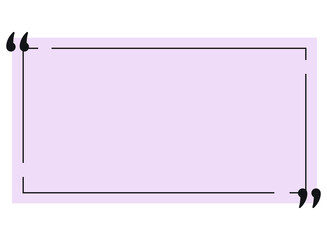 Quote box frame, geometric shape label, speech quotation marks flat design illustration