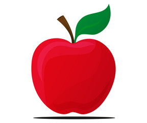Apple delicious fresh fruit hand drawn cartoon, flat illustration isolated on white