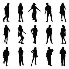 Vector collection set of individual people silhouettes.	
