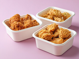 テイクアウト用ボックスに入った黄金色のフライドチキン
