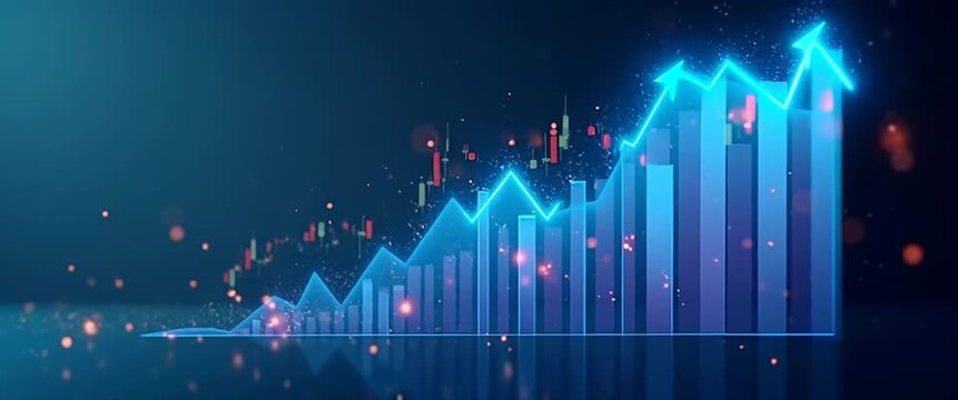 Dynamic stock market data visualization with digital charts pulsating rhythmically, as the camera slowly pans across the screen; a cinematic and engaging financial technology scene.