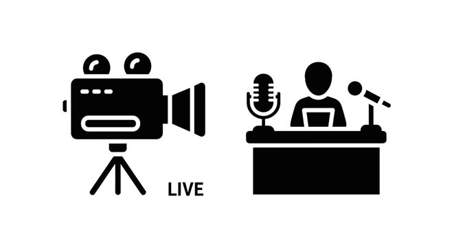 Live Broadcast News Studio Setup.