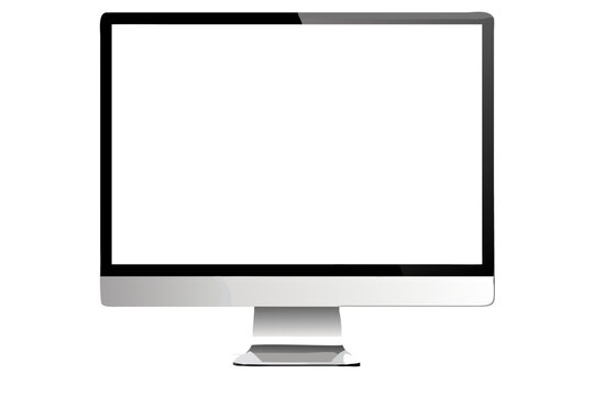 A sleek and modern computer monitor with a blank white screen on a plain background