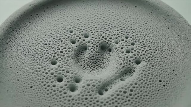 Macro Zoom Into Porous Gray Material with Small Paw Print Impression
