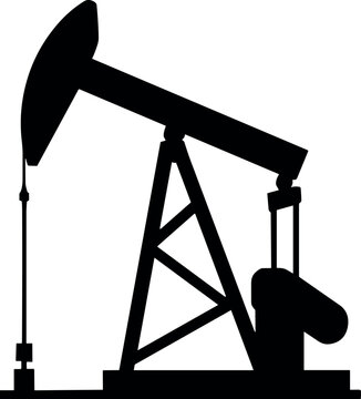 Industrial Oil Pump Jack Machinery for Petroleum Extraction and Fuel Production in Silhouette Vector