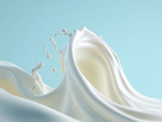 青背景に広がる白いミルクのスプラッシュ