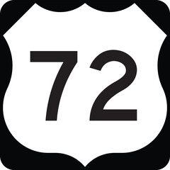 US Route 72 Highway Cutout Road Shield Badge Number System Design Emblem Vector