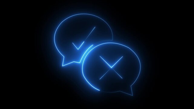 Abstract glowing neon crosses in circle symbol of not Approved, bad Quality, not success or not confirmed status. 4k animation.