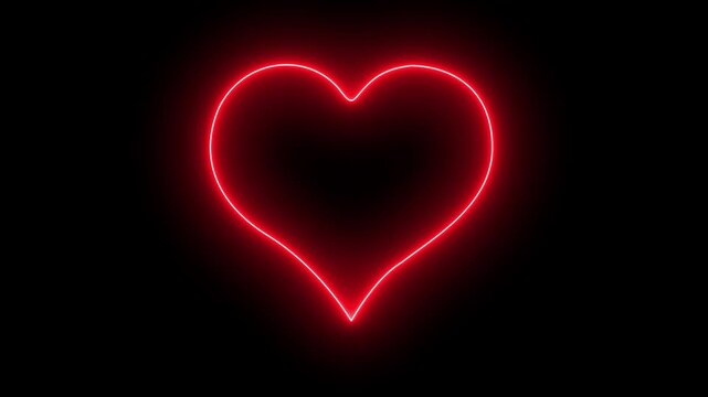 Abstract glowing neon Heart Shape on Black Background for Valentine's Day or Love Themed Projects love symbol valentines day. 4k animation.