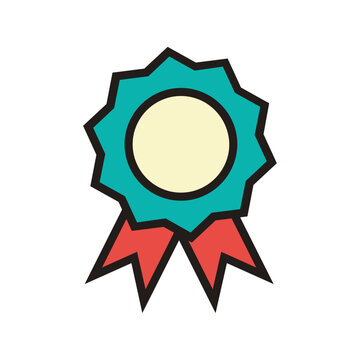 Red wax seal with ribbon award emblem icon illustration symbol badge winner design certificate achievement champion prize