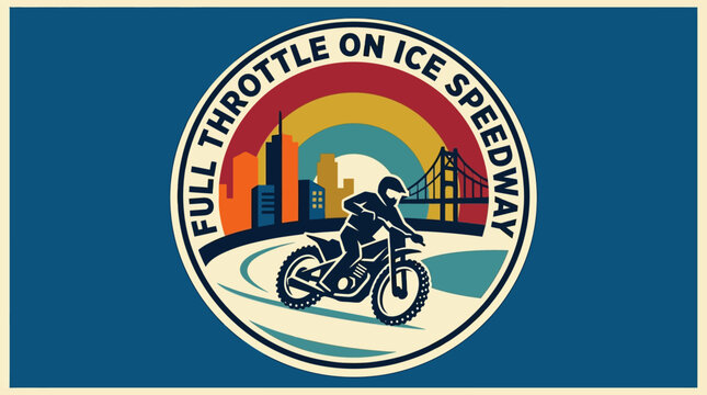 Full Throttle On Ice Speedway Motorcycle Race Competition Event Sticker