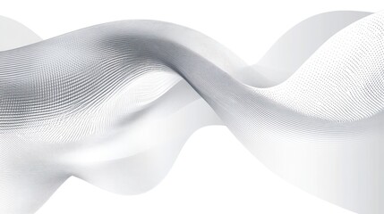 Abstract flowing gray and white waves on white backdrop for use as background or modern presentation