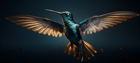 Obraz premium silhouette of humming bird ,generative AI