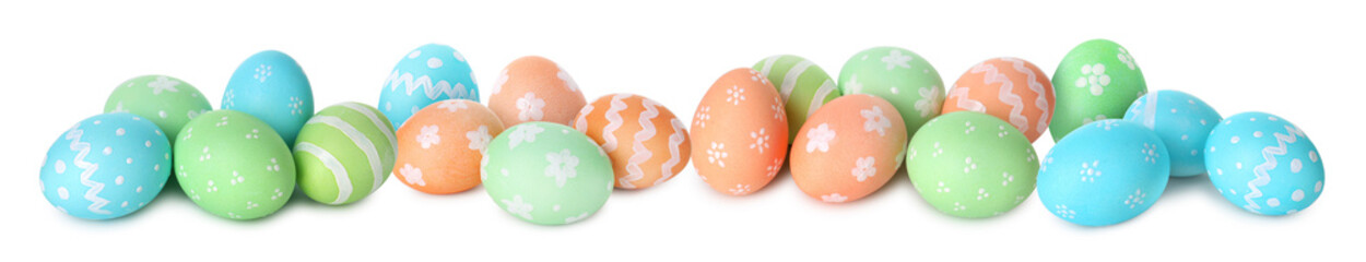 Obraz premium Easter eggs painted for holiday isolated on white, collection