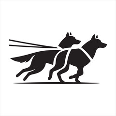 Fototapeta premium Sled dog team vector silhouette clip art logo design concept illustration