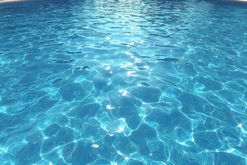 Obraz premium Aqua Turquoise Water Surface in Swimming Pool Reflecting Sunlight Creating Wavy Patterns with Abstract Texture and Sunny Summer Vibe in Natural Light